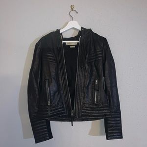 Michael Kors Black leather Zipper Jacket